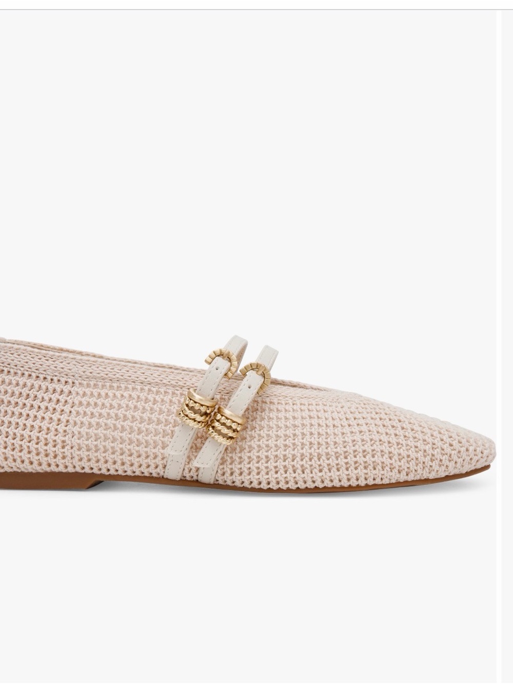 DV by Dolce Vita Lespina Crochet Flat in Cream with Gold Buckles - Picture 2 of 4